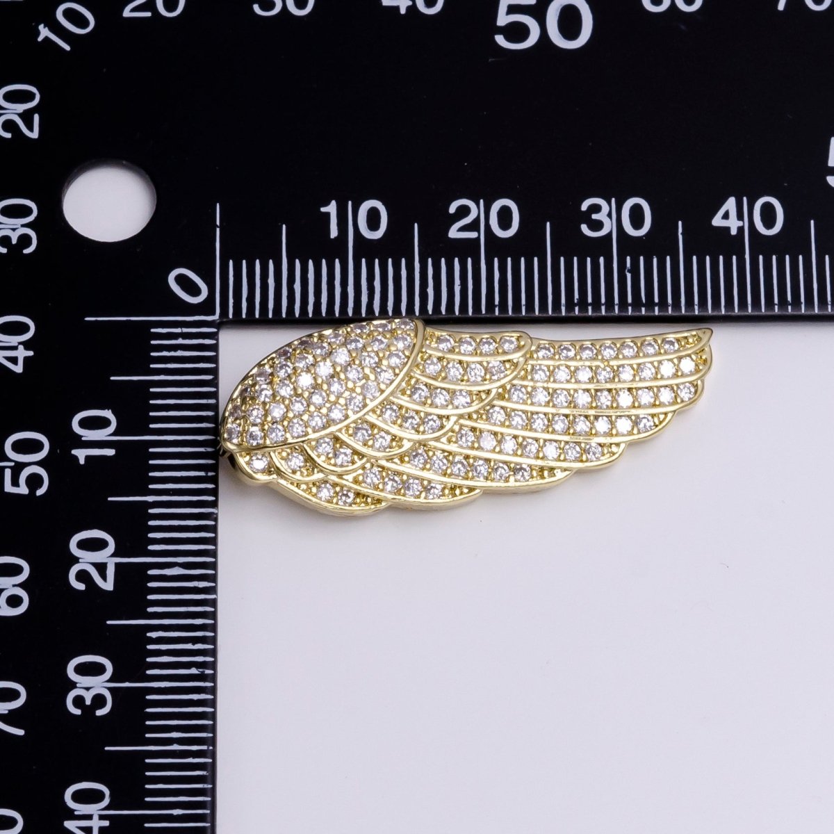 14K Gold Filled Feather Wings Micro Paved CZ Bail Pendant | AA542 - DLUXCA