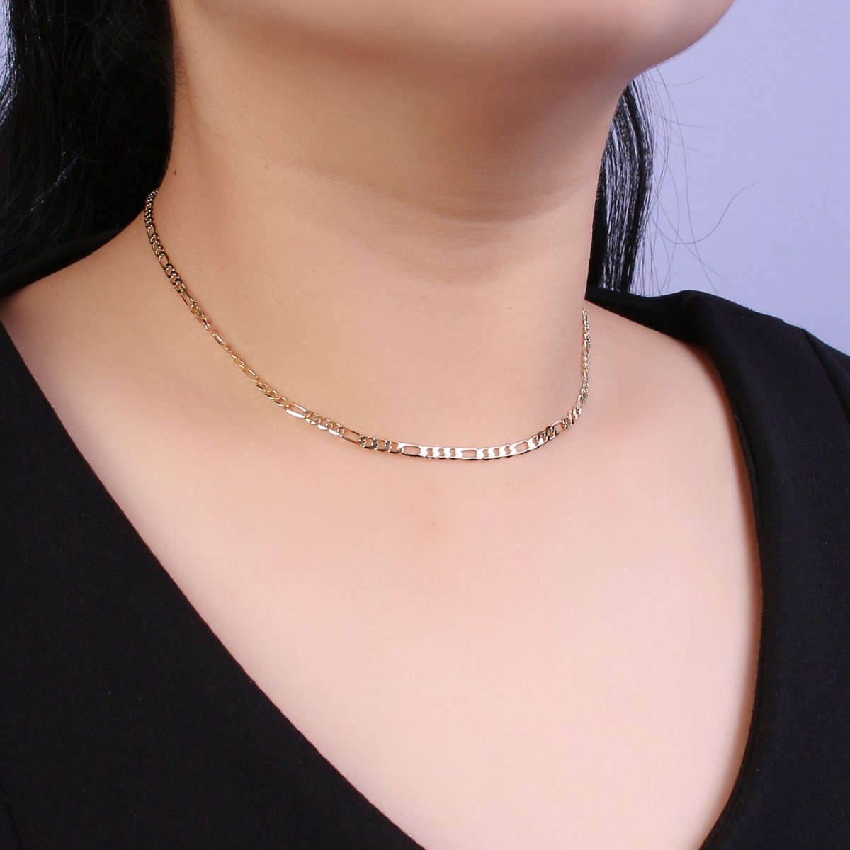 14K Gold Filled Figaro Necklace • Minimalist Necklace Chain • Unisex Figaro Chain • Figaro 16" 18" 20" Chains Ready to Wear | WA-666 WA-676 WA-677 Clearance Pricing