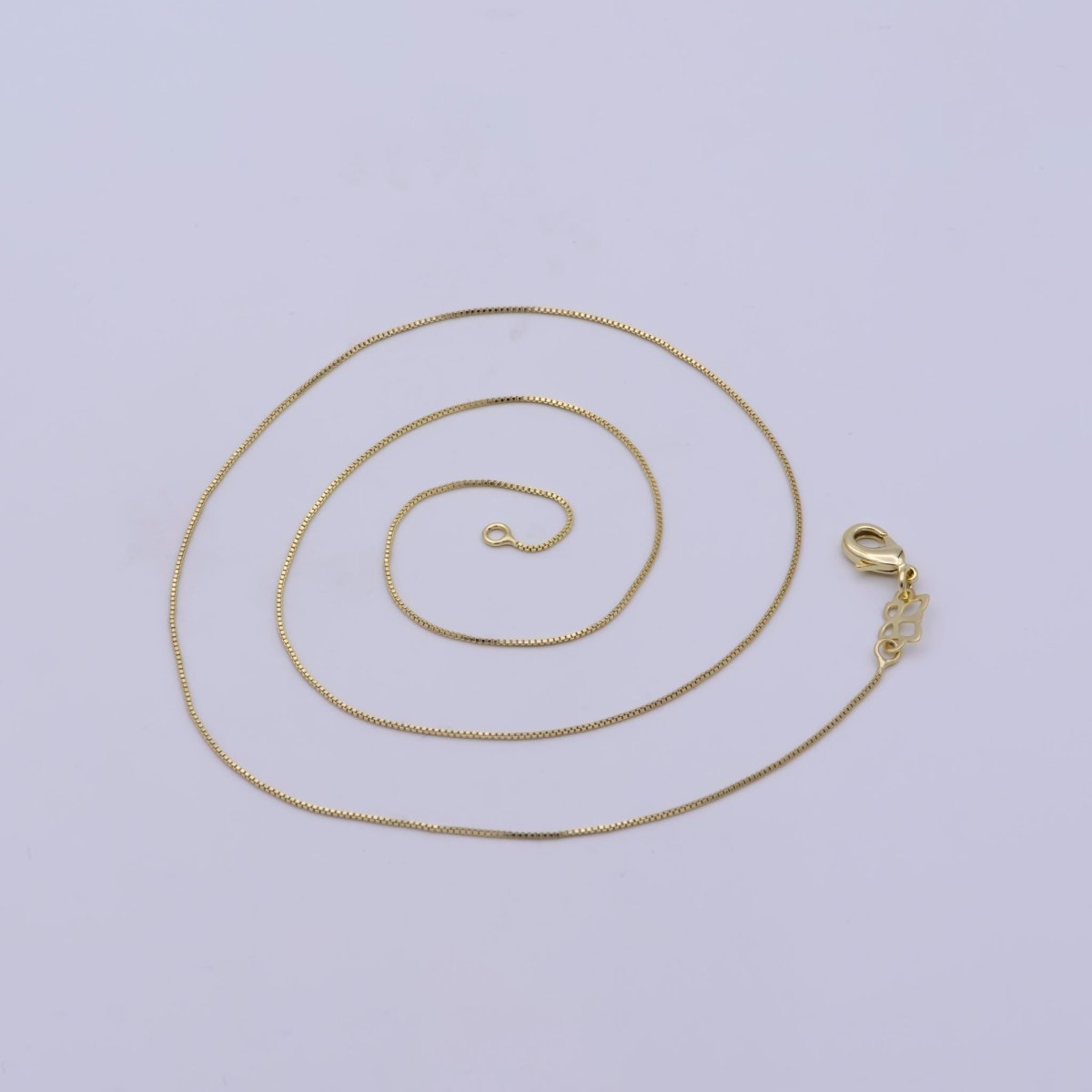 14K Gold Filled Fine 0.6mm Dainty Box 18 Inch Layering Chain Necklace | WA-421 - DLUXCA