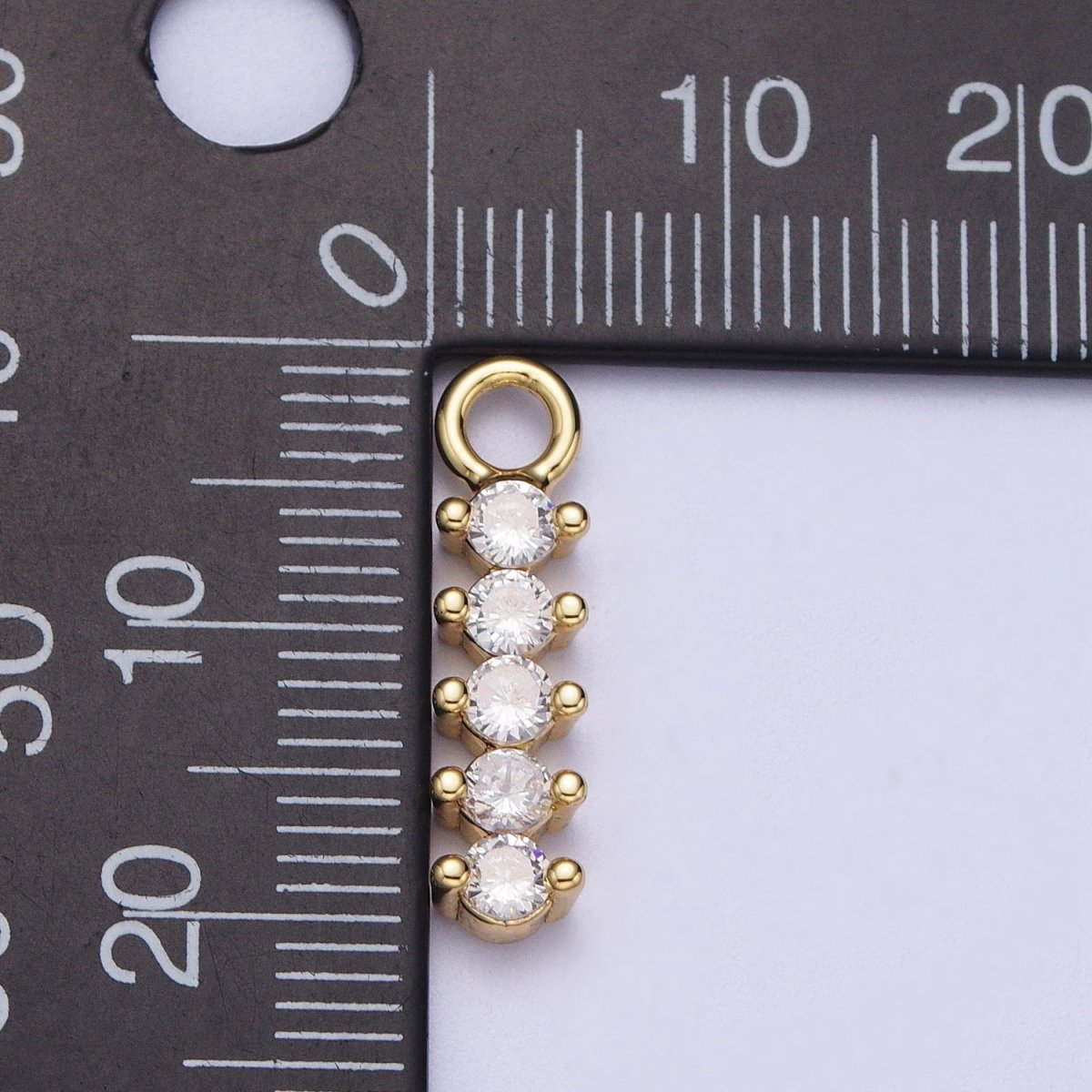 14K Gold Filled Five Stone Solitaire CZ Charm | N-442