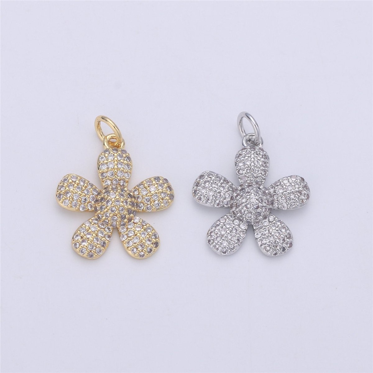 14k Gold Filled Flower Charm Micro Pave Daisy Charm Cubic Daisy Pendant Floral Pendant for Necklace Bracelet Earring Component C-925