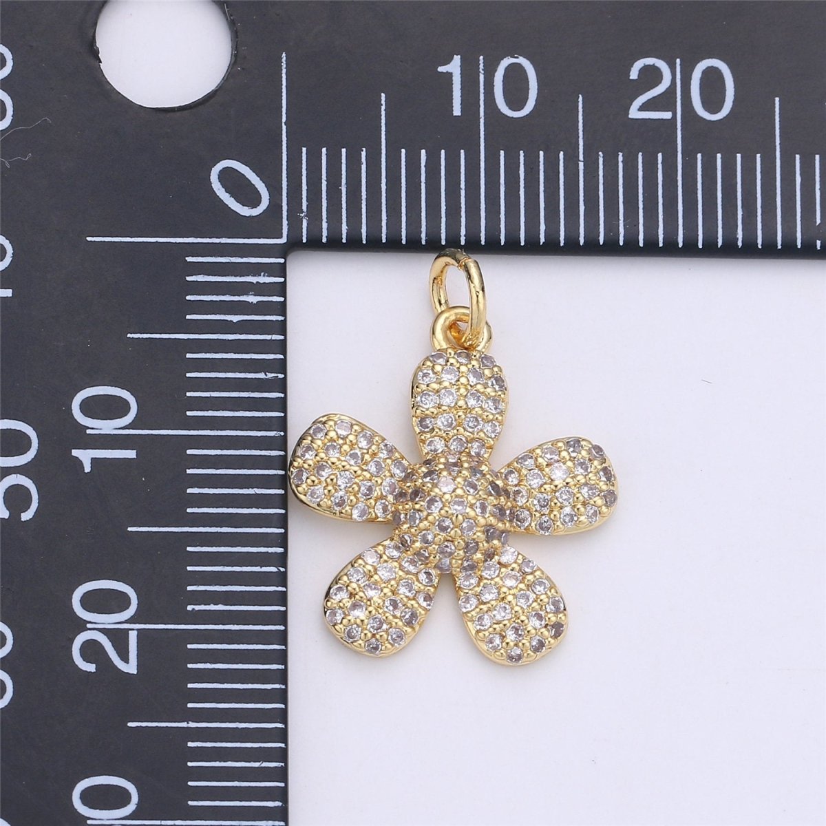 14k Gold Filled Flower Charm Micro Pave Daisy Charm Cubic Daisy Pendant Floral Pendant for Necklace Bracelet Earring Component C-925