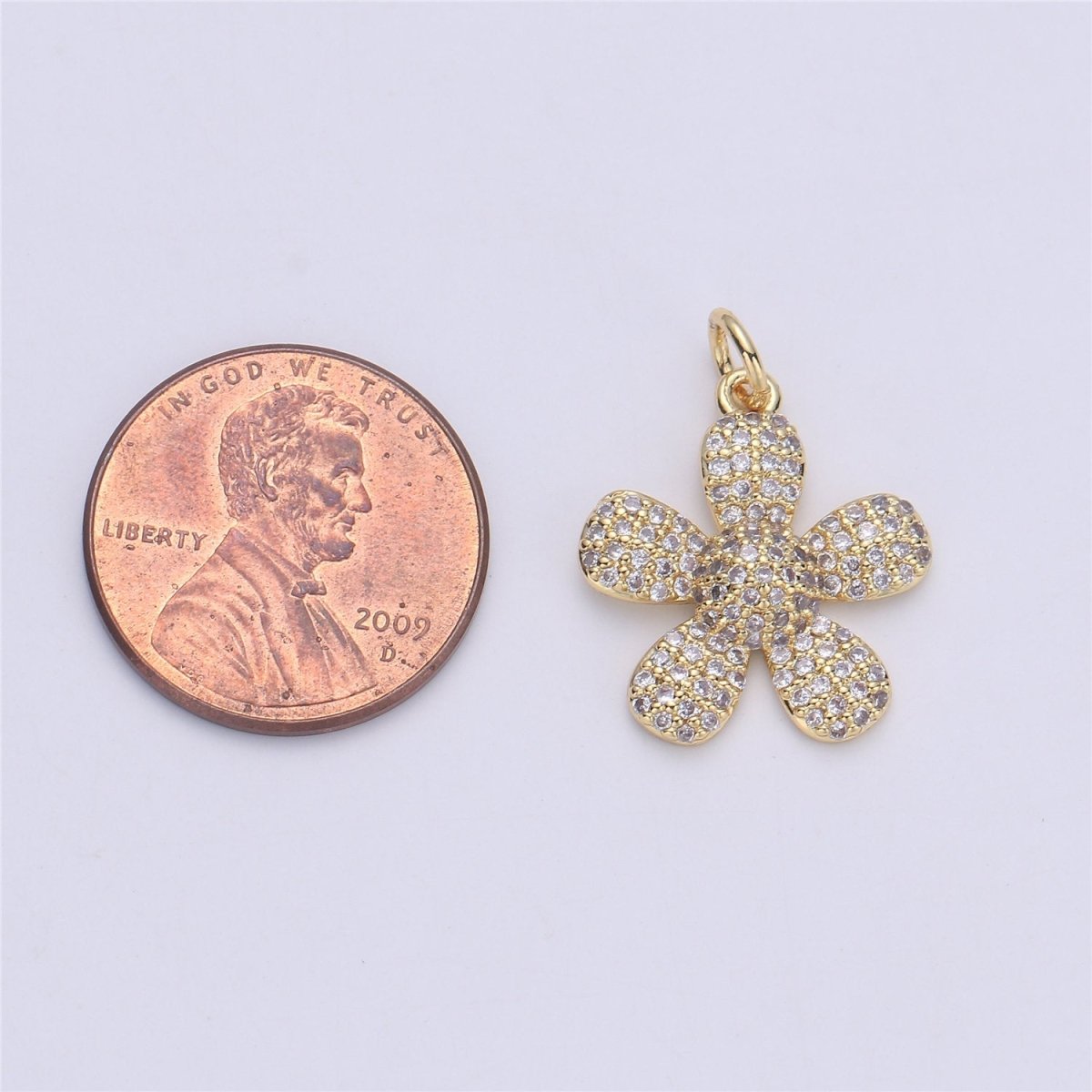 14k Gold Filled Flower Charm Micro Pave Daisy Charm Cubic Daisy Pendant Floral Pendant for Necklace Bracelet Earring Component C-925