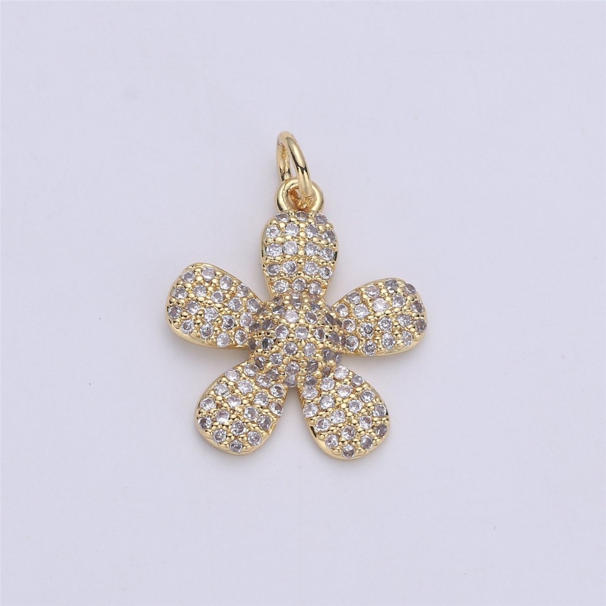 14k Gold Filled Flower Charm Micro Pave Daisy Charm Cubic Daisy Pendant Floral Pendant for Necklace Bracelet Earring Component C-925