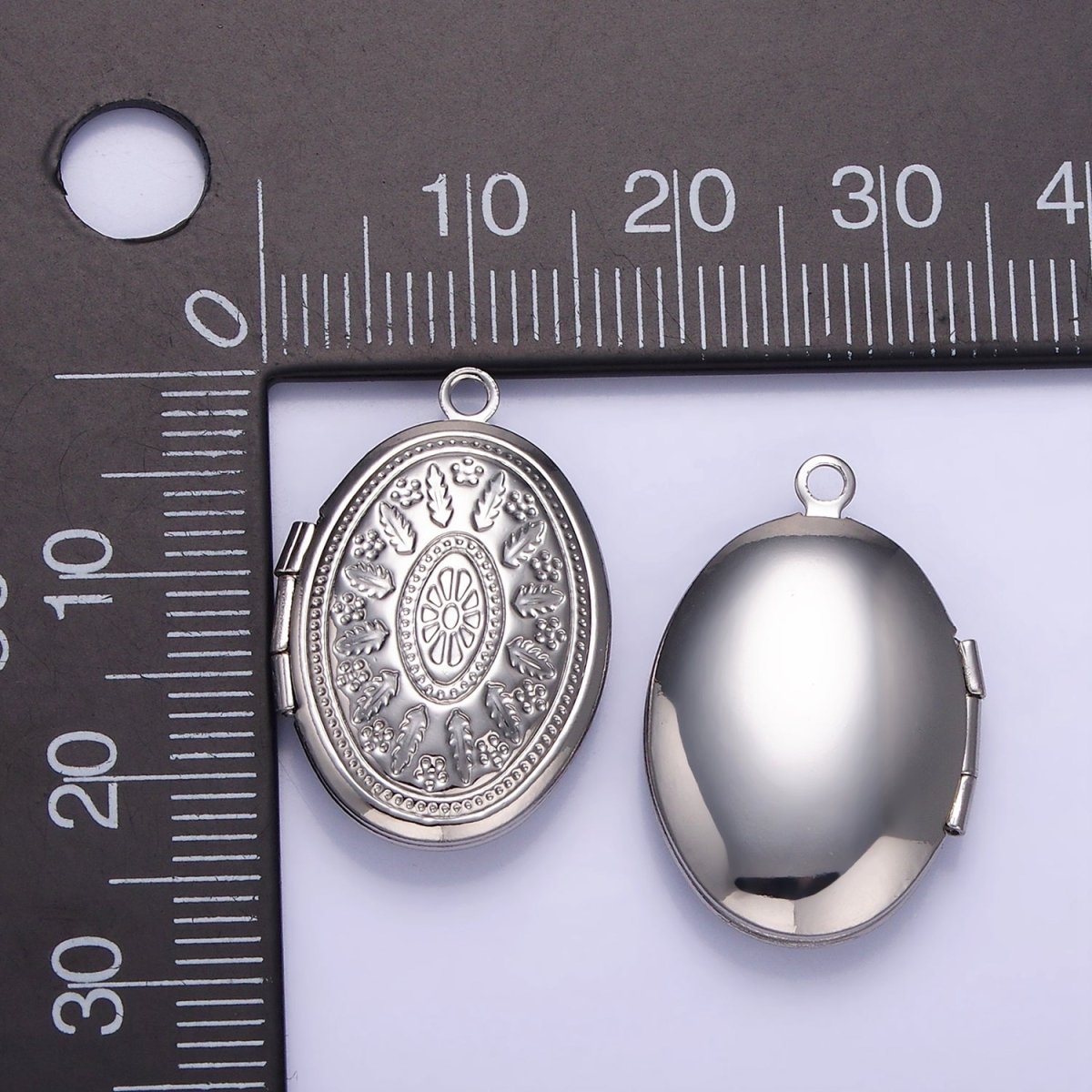 14K Gold Filled Flower Leaf Nature Oval Dome Minimalist Locket Charm | AA-1203