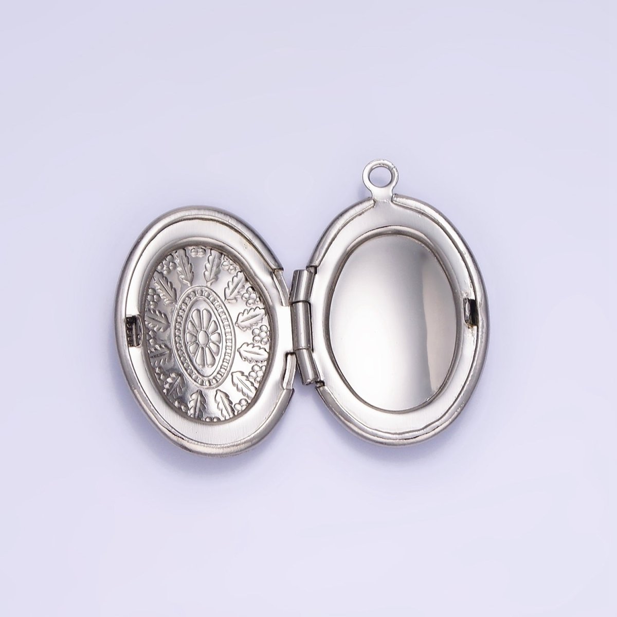 14K Gold Filled Flower Leaf Nature Oval Dome Minimalist Locket Charm | AA-1203