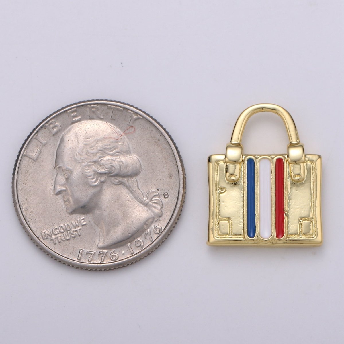 14K Gold Filled France, Italy Flag Suitcase Luggage Travel Charm | D-829