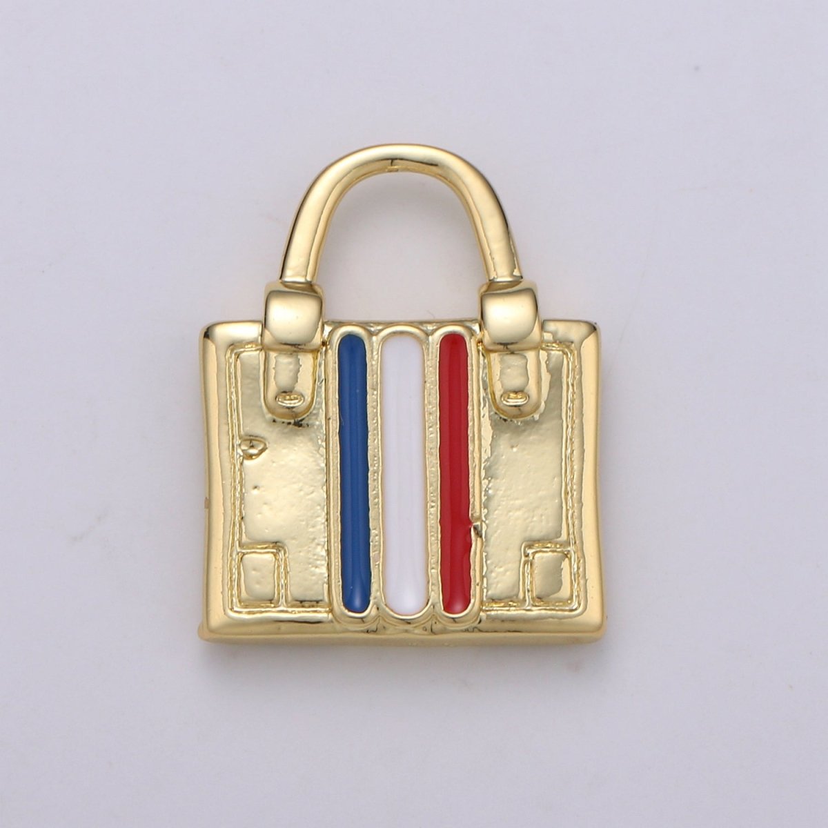 14K Gold Filled France, Italy Flag Suitcase Luggage Travel Charm | D-829