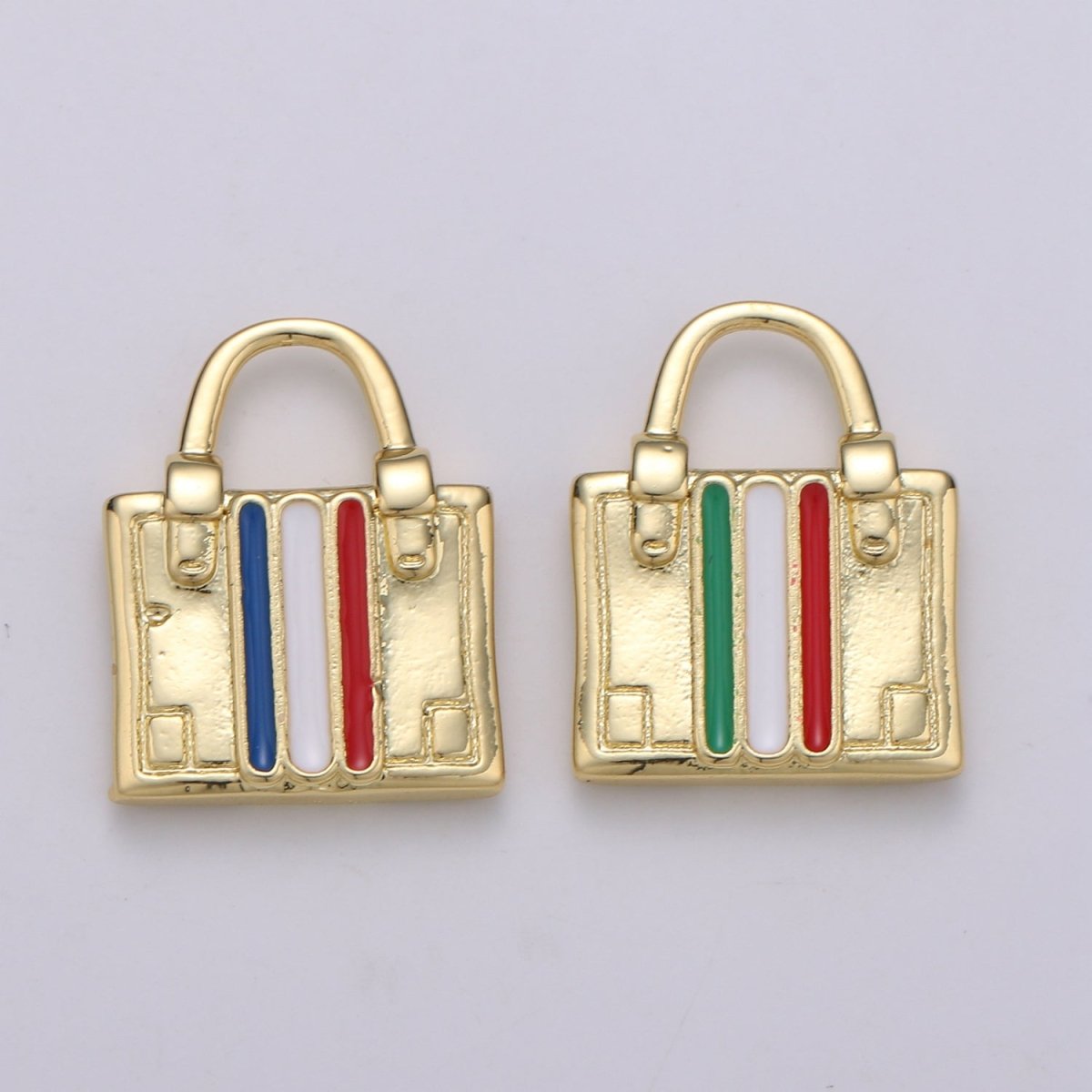 14K Gold Filled France, Italy Flag Suitcase Luggage Travel Charm | D-829