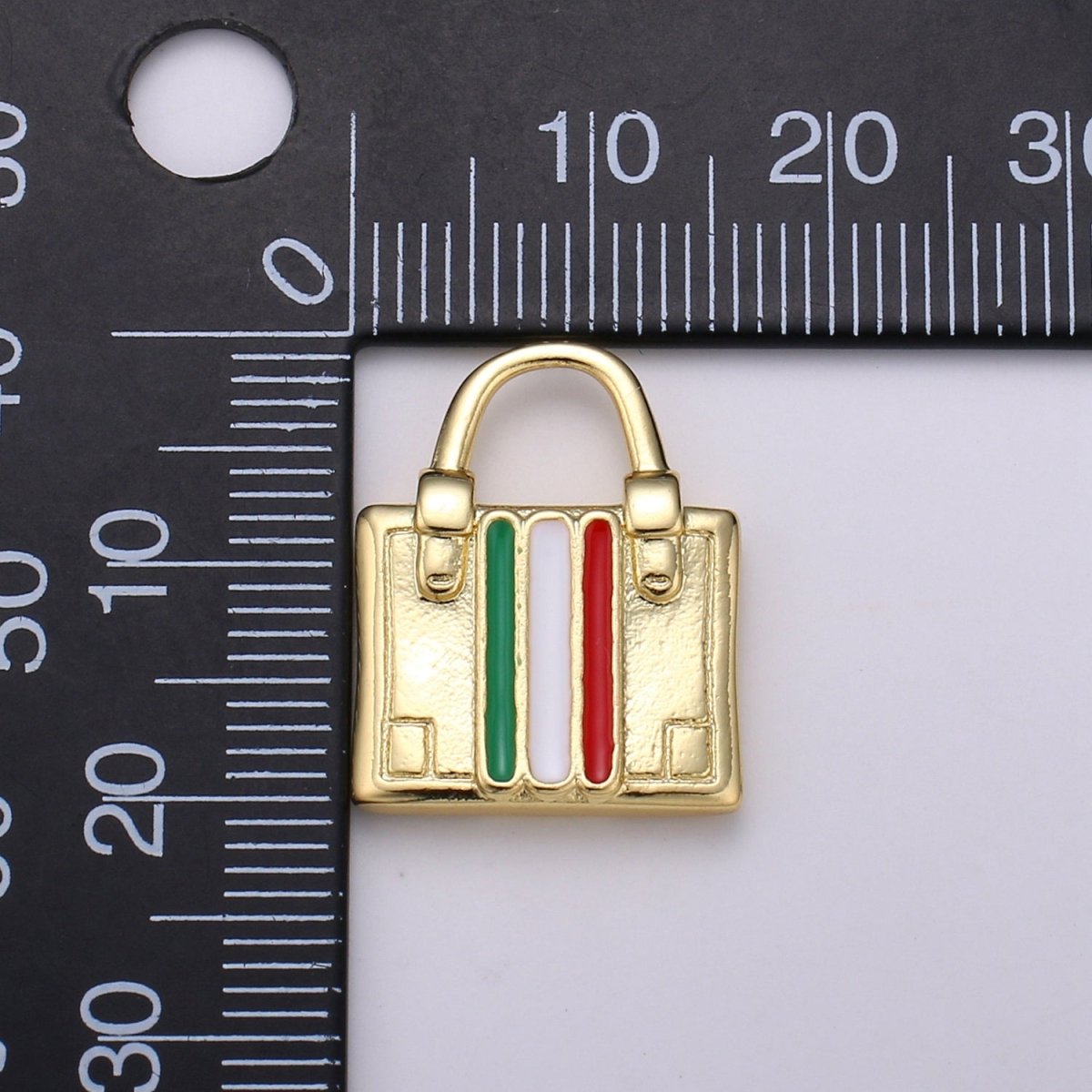 14K Gold Filled France, Italy Flag Suitcase Luggage Travel Charm | D-829