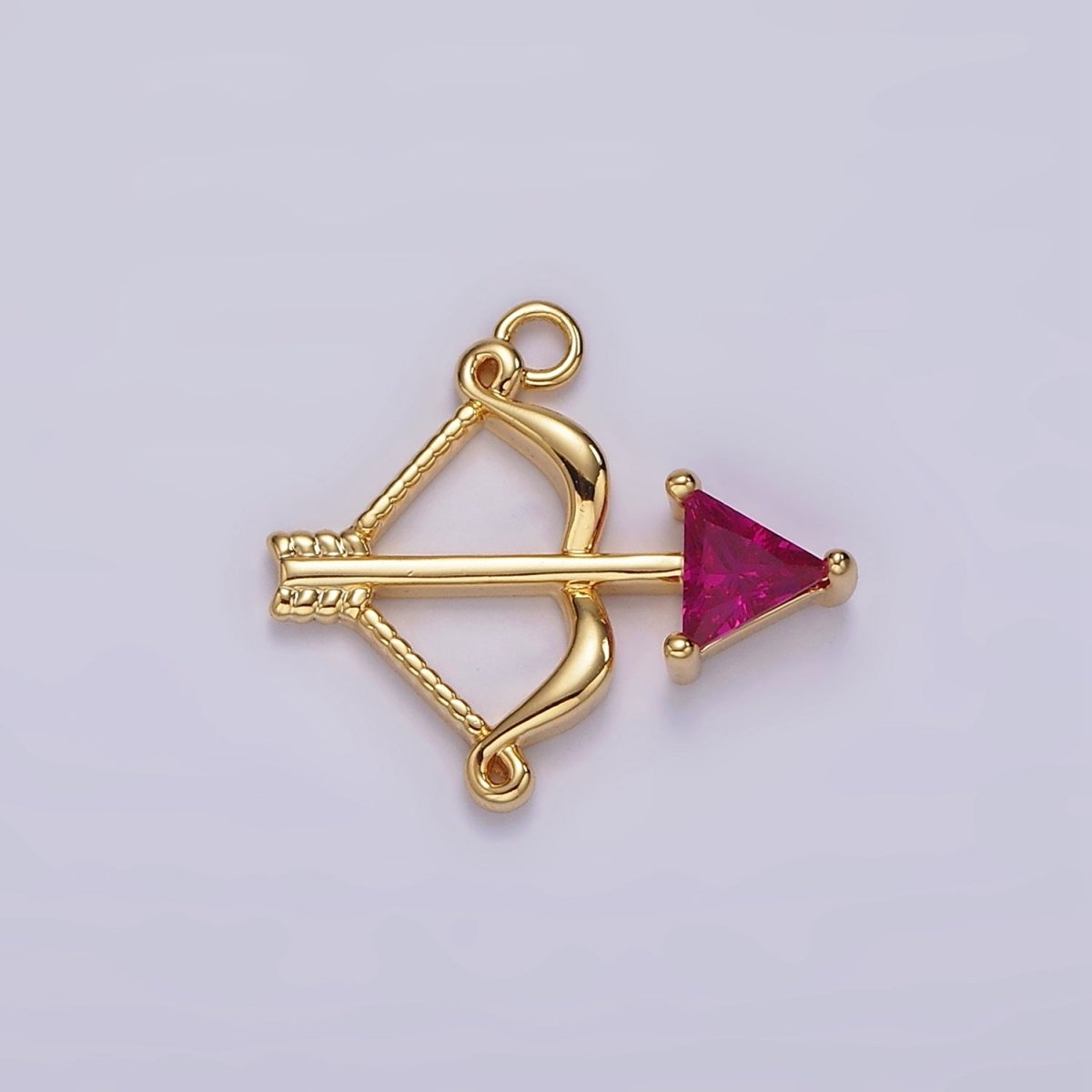 14K Gold Filled Fuchsia, Green CZ Arrow Bow Archery Open Charm | AG531 AG532