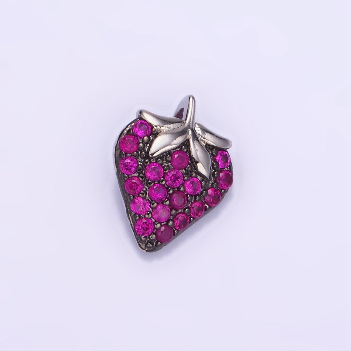 14K Gold Filled Fuchsia Micro Paved CZ Strawberry Fruit Pendant in Gold & Silver | AA1206