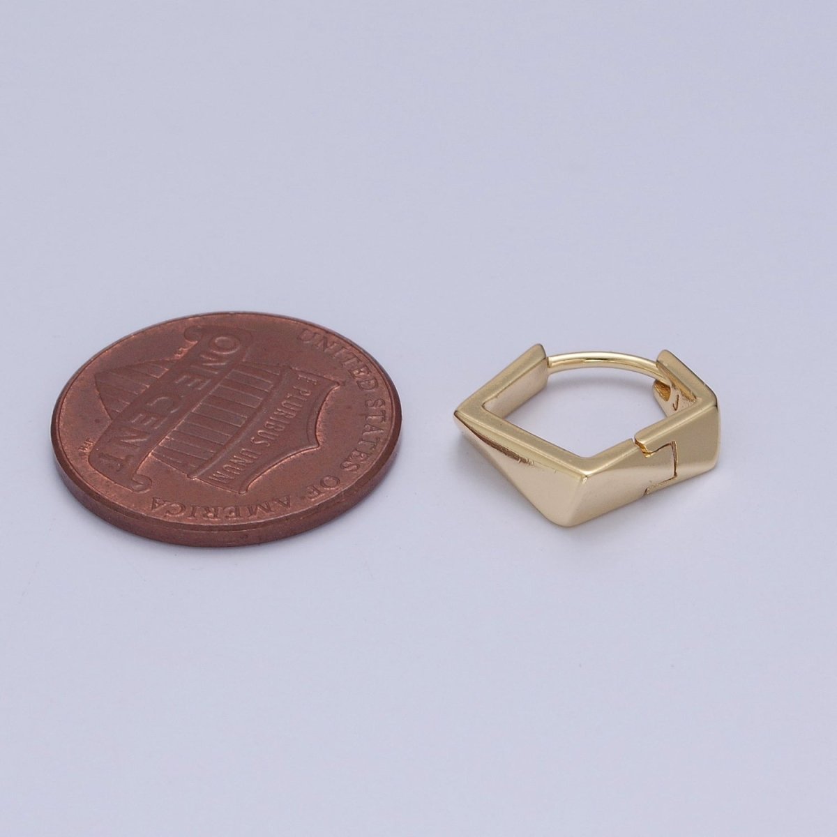 14K Gold Filled Geometric Hexagon Huggie Hoop Earrings P-374 - DLUXCA