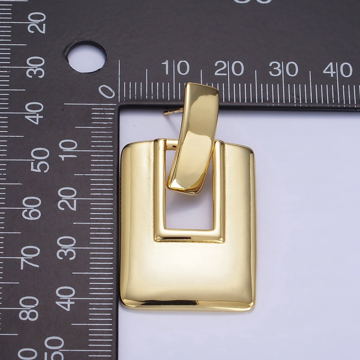 14K Gold Filled Geometric Rectangle Bar Drop Stud Earrings in Gold & Silver | P458 P459