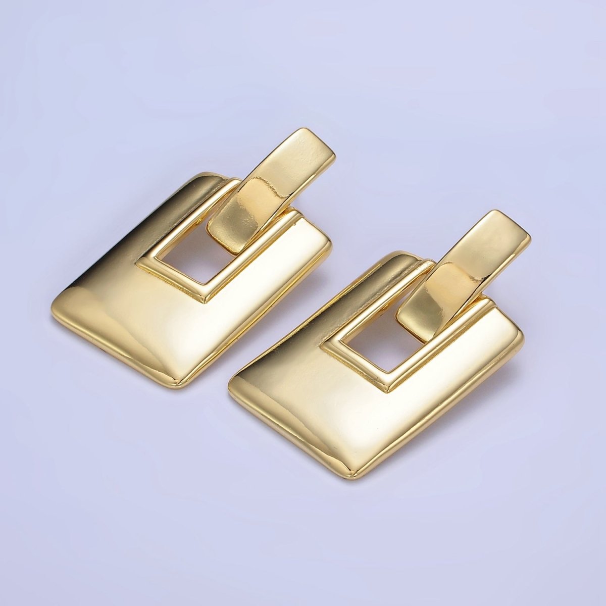 14K Gold Filled Geometric Rectangle Bar Drop Stud Earrings in Gold & Silver | P458 P459