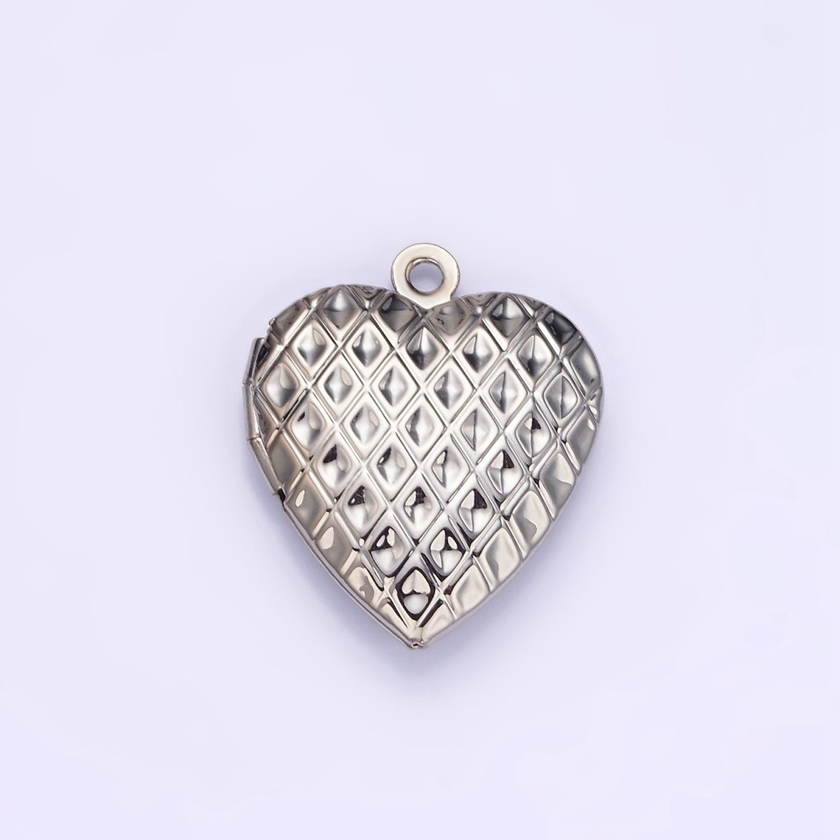 14K Gold Filled Geometric Rhombus Indent Heart Locket Charm in Gold & Silver | D410