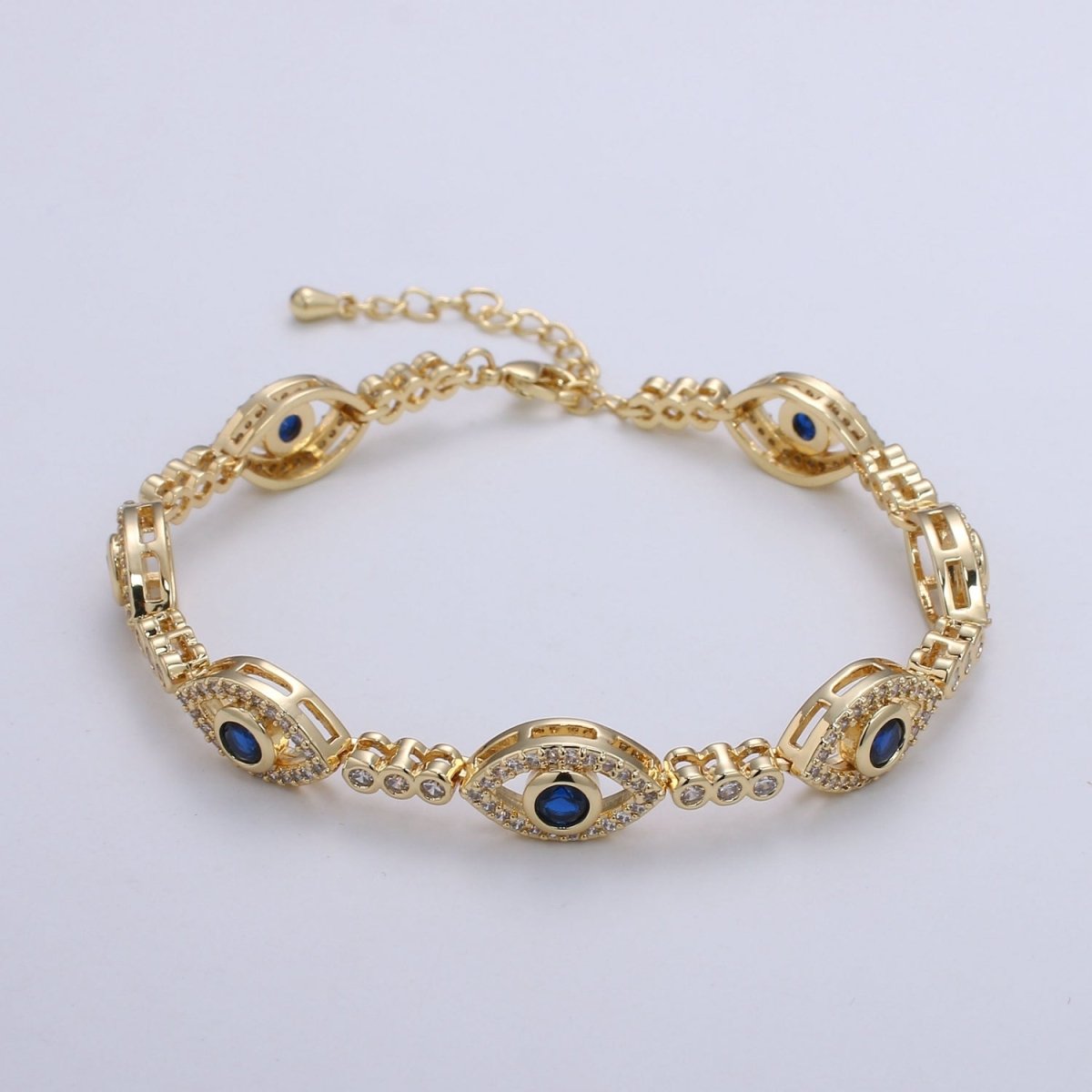 14k Gold Filled Green Evil Eye Bracelet, Blue Eye Protection Bracelet Cubic Zirconia Stacking Bracelet, Amulet Jewelry Gift Ideas, Boho Jewelry | CN-959 CN-960 CN-961 Clearance Pricing