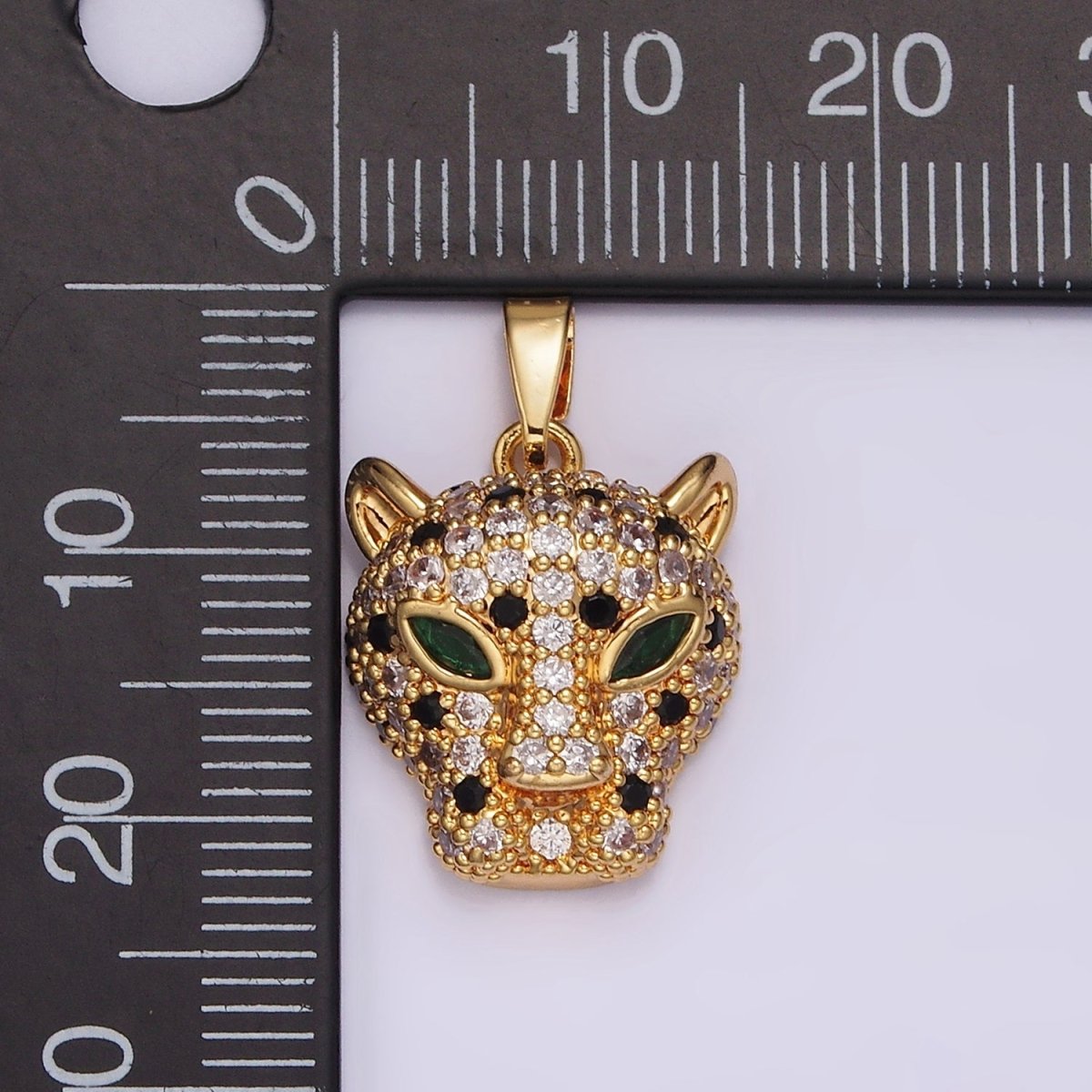14K Gold Filled Green-Eyed Micro Paved CZ Panther Animal Pendant in Gold & Silver | N1827 N1828