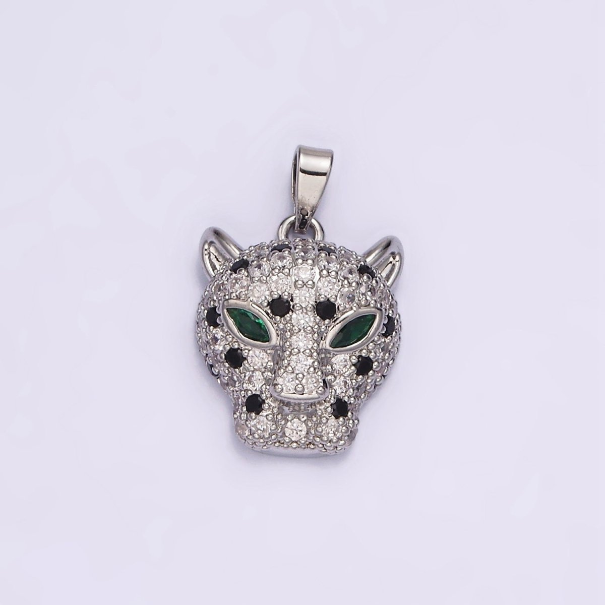 14K Gold Filled Green-Eyed Micro Paved CZ Panther Animal Pendant in Gold & Silver | N1827 N1828