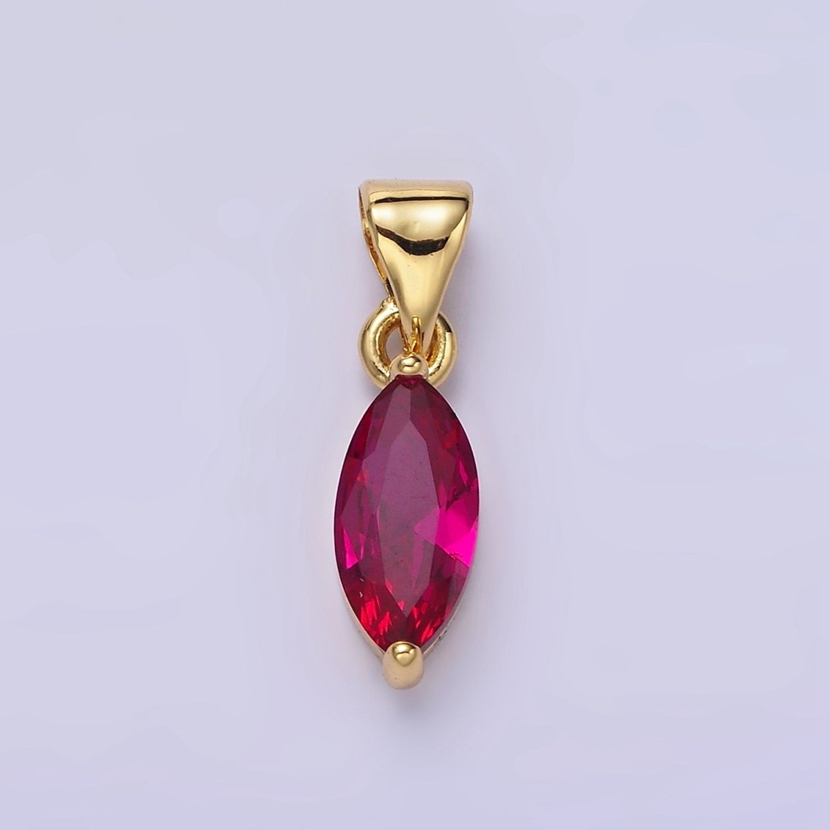 14K Gold Filled Green, Fuchsia, Olive, Red, Vermillion, Yellow, Blue, Purple, White Clear CZ Marquise Pendant | AA666 - AA675