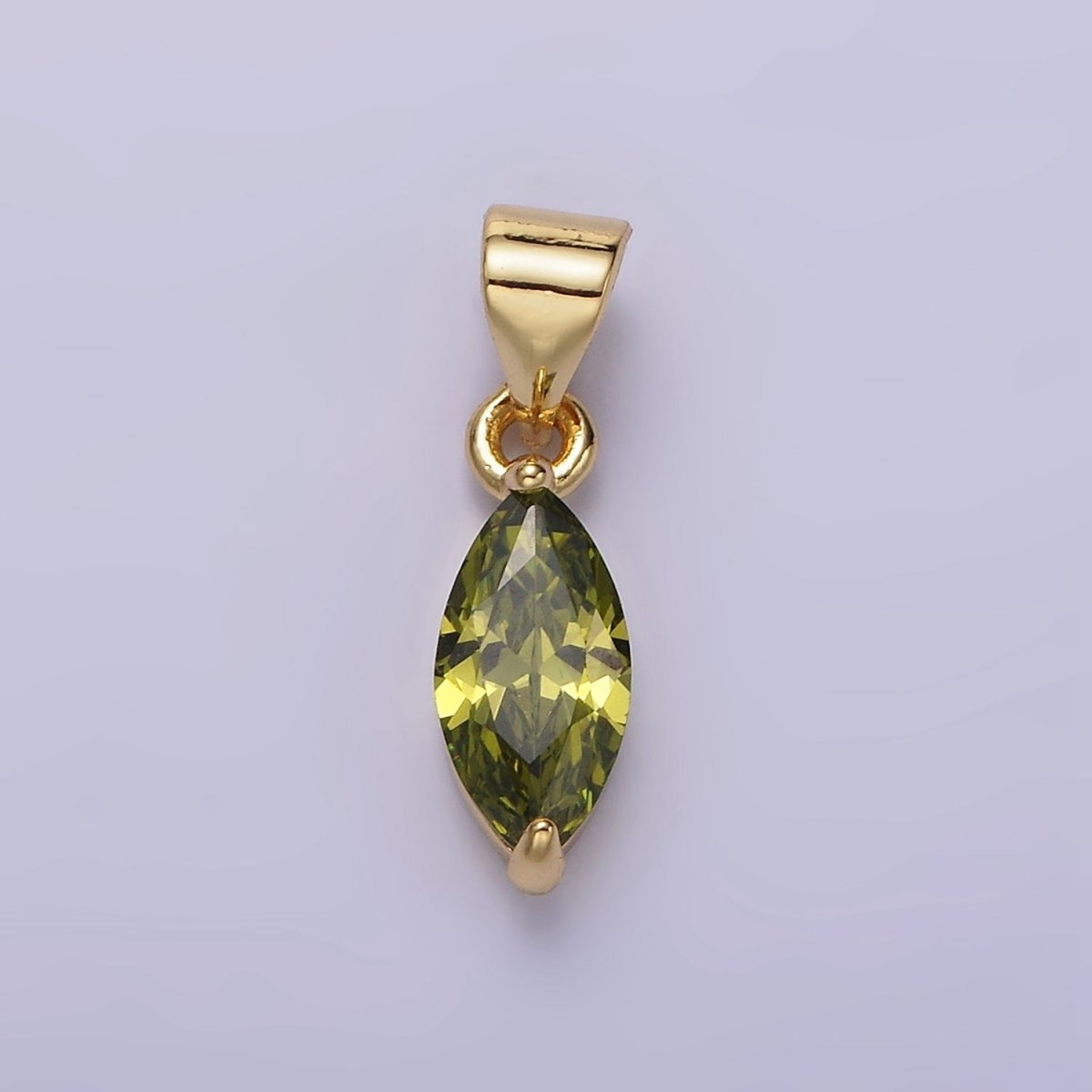 14K Gold Filled Green, Fuchsia, Olive, Red, Vermillion, Yellow, Blue, Purple, White Clear CZ Marquise Pendant | AA666 - AA675