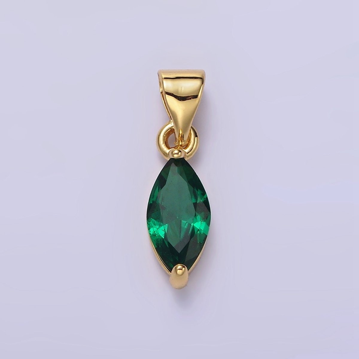 14K Gold Filled Green, Fuchsia, Olive, Red, Vermillion, Yellow, Blue, Purple, White Clear CZ Marquise Pendant | AA666 - AA675