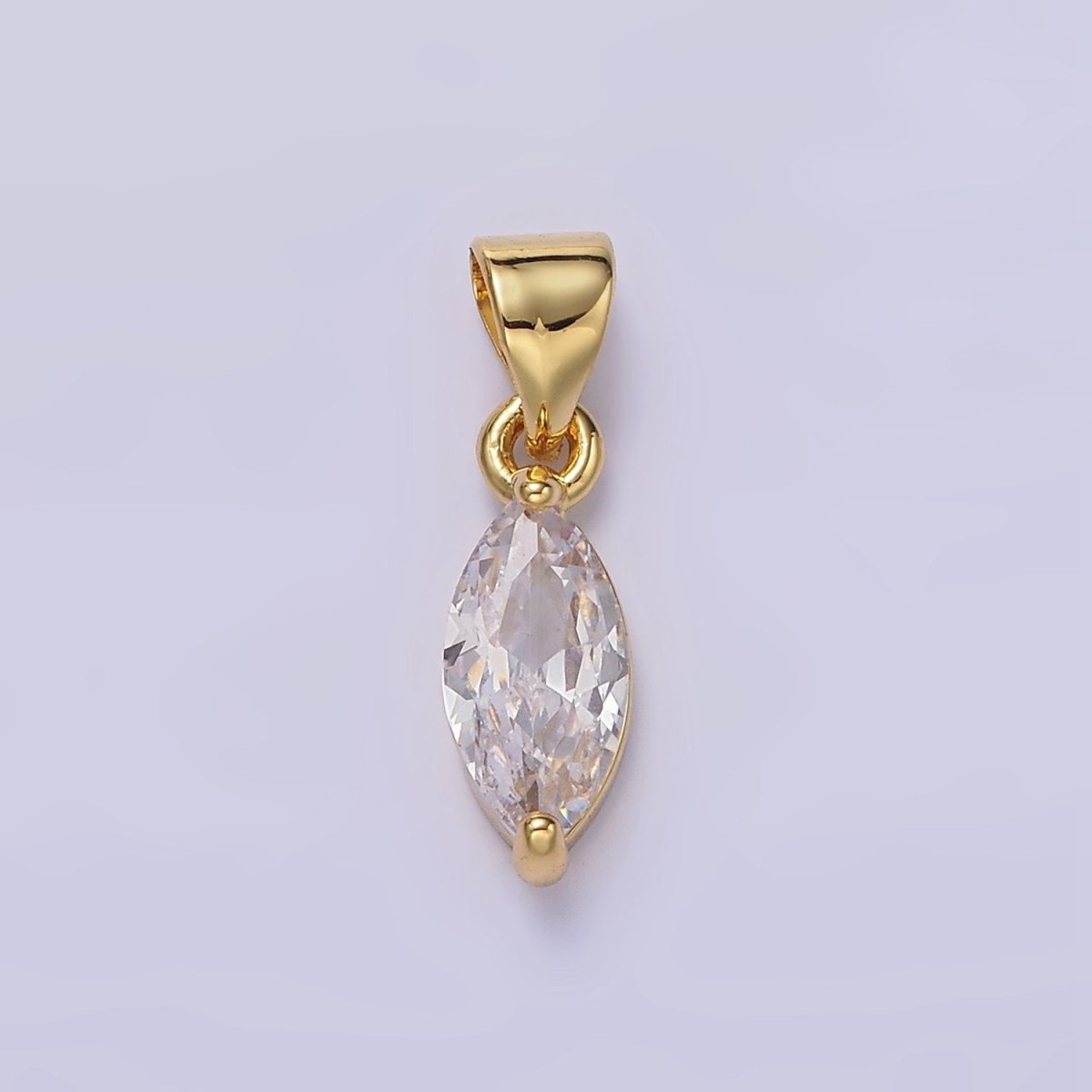 14K Gold Filled Green, Fuchsia, Olive, Red, Vermillion, Yellow, Blue, Purple, White Clear CZ Marquise Pendant | AA666 - AA675