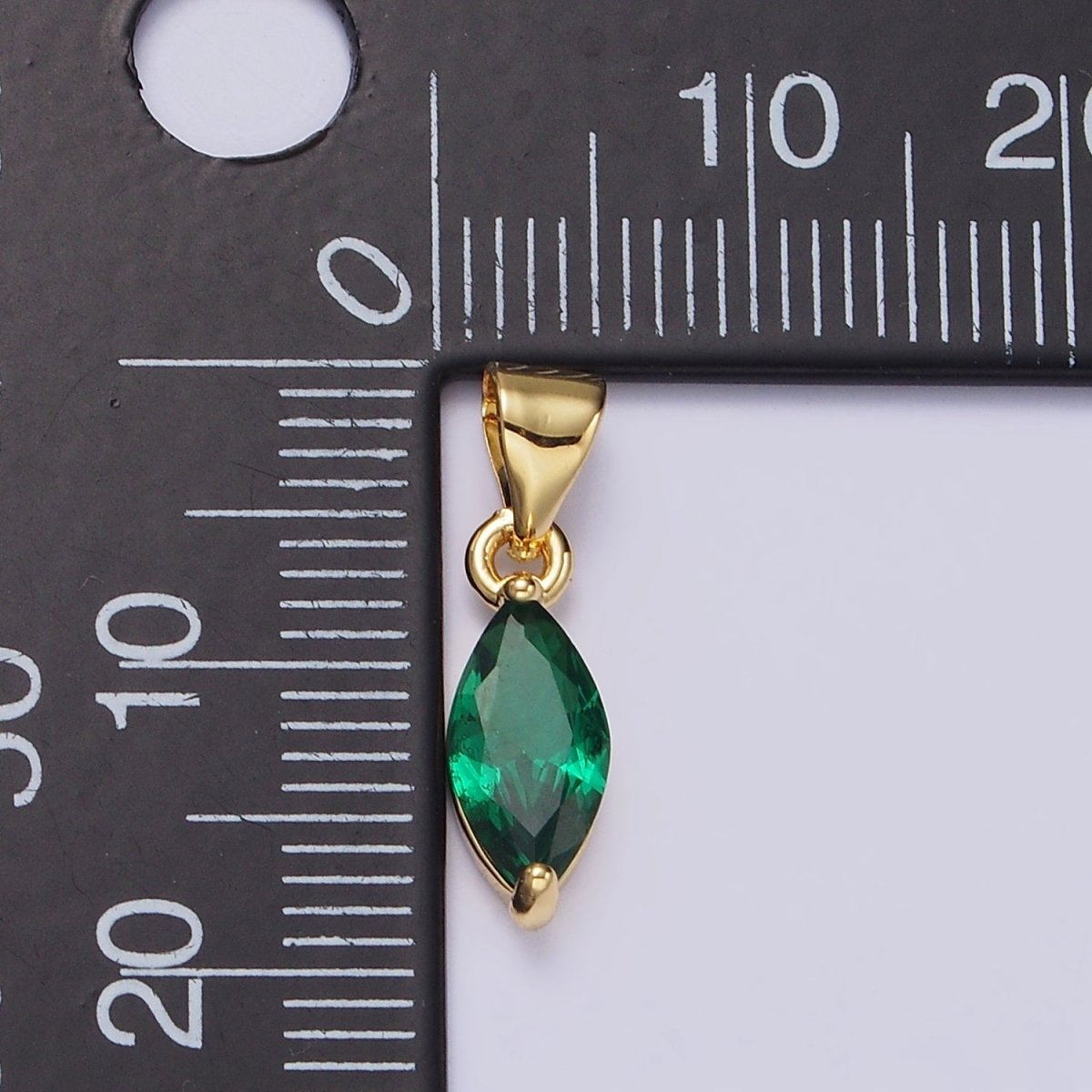 14K Gold Filled Green, Fuchsia, Olive, Red, Vermillion, Yellow, Blue, Purple, White Clear CZ Marquise Pendant | AA666 - AA675