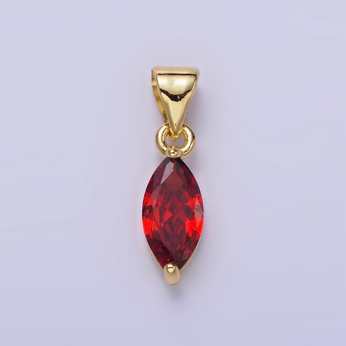 14K Gold Filled Green, Fuchsia, Olive, Red, Vermillion, Yellow, Blue, Purple, White Clear CZ Marquise Pendant | AA666 - AA675