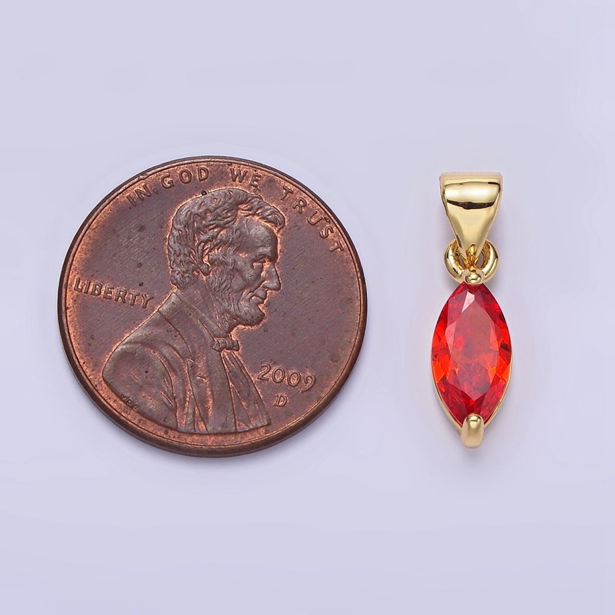 14K Gold Filled Green, Fuchsia, Olive, Red, Vermillion, Yellow, Blue, Purple, White Clear CZ Marquise Pendant | AA666 - AA675