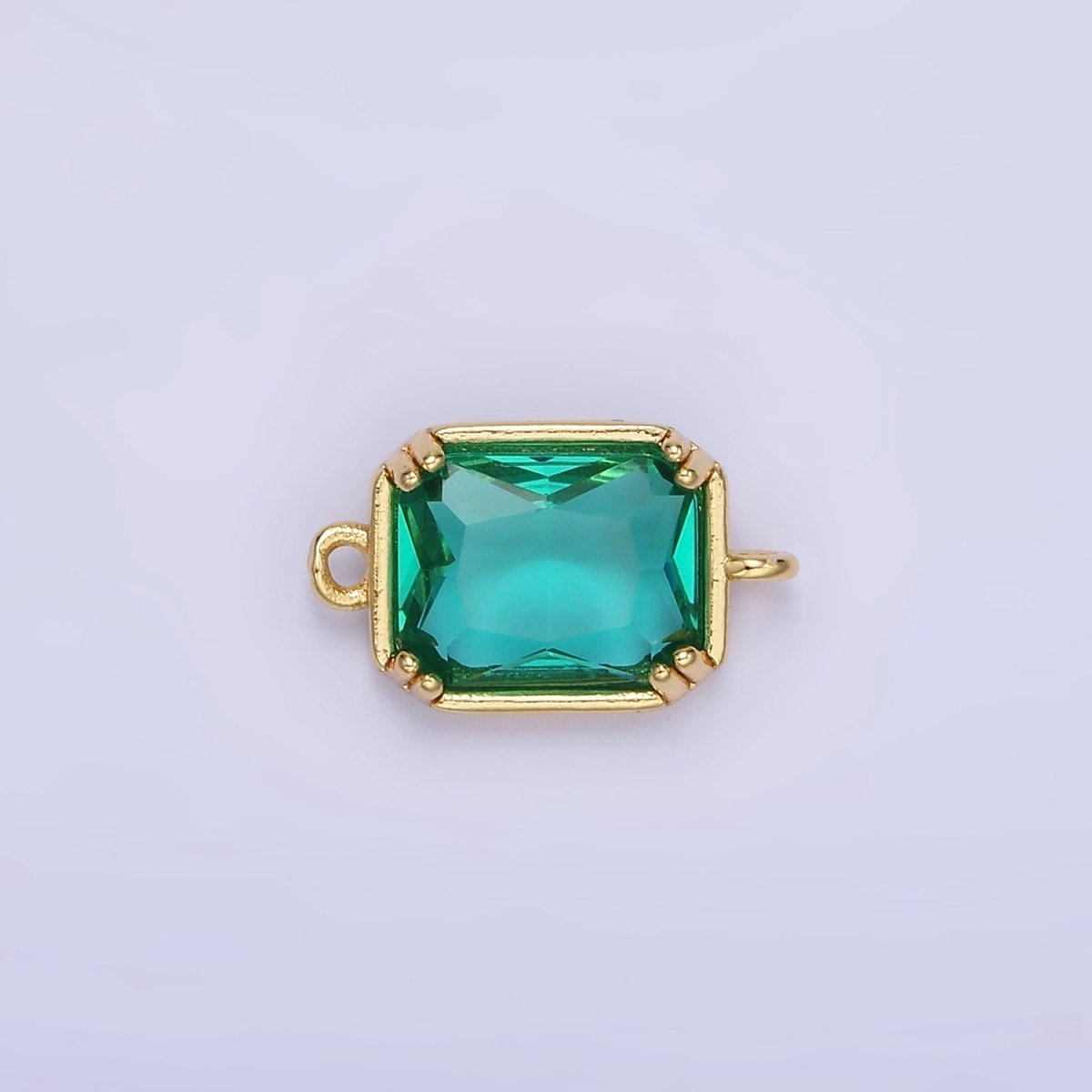 14K Gold Filled Green, Pink, Blue, Light Green, Baby Blue CZ Multifaceted Baguette Connector | G342 - G344