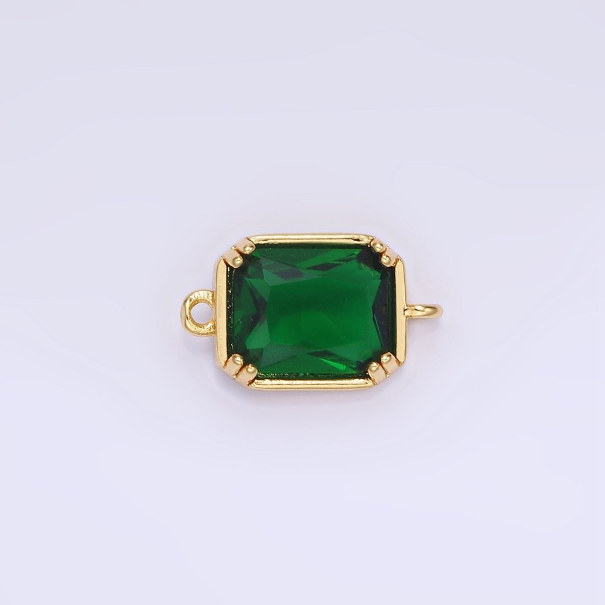 14K Gold Filled Green, Pink, Blue, Light Green, Baby Blue CZ Multifaceted Baguette Connector | G342 - G344