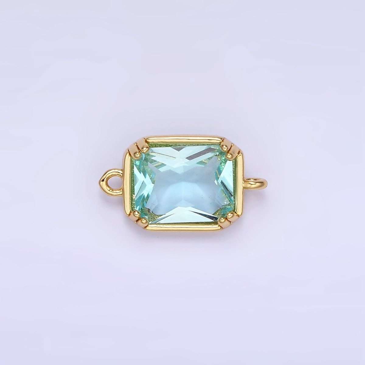 14K Gold Filled Green, Pink, Blue, Light Green, Baby Blue CZ Multifaceted Baguette Connector | G342 - G344