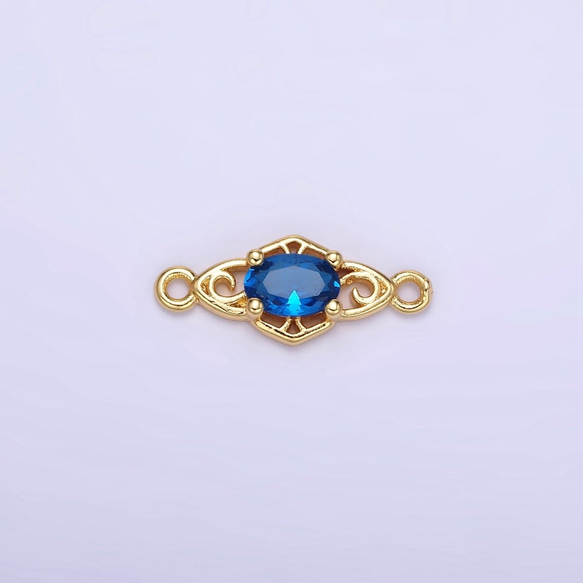 14K Gold Filled Green, Pink, Clear, Red, Blue, Purple CZ Artisan Connector | G347 - G349