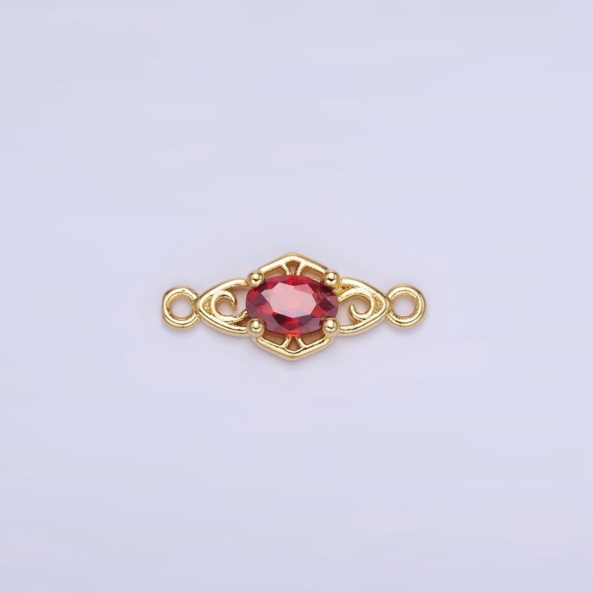 14K Gold Filled Green, Pink, Clear, Red, Blue, Purple CZ Artisan Connector | G347 - G349