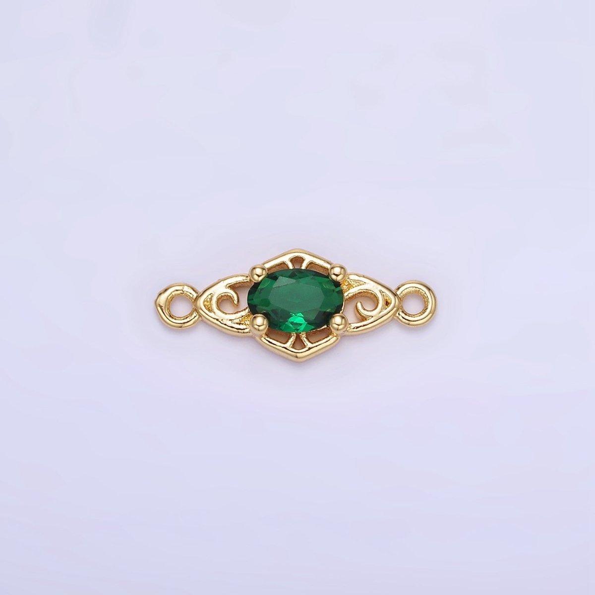 14K Gold Filled Green, Pink, Clear, Red, Blue, Purple CZ Artisan Connector | G347 - G349