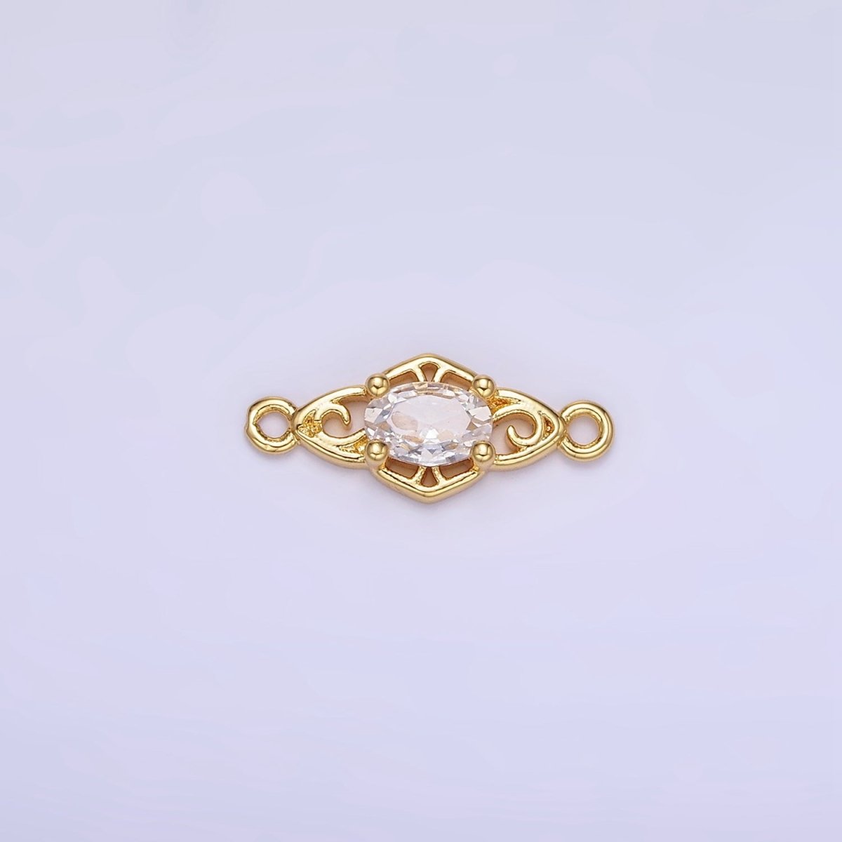 14K Gold Filled Green, Pink, Clear, Red, Blue, Purple CZ Artisan Connector | G347 - G349