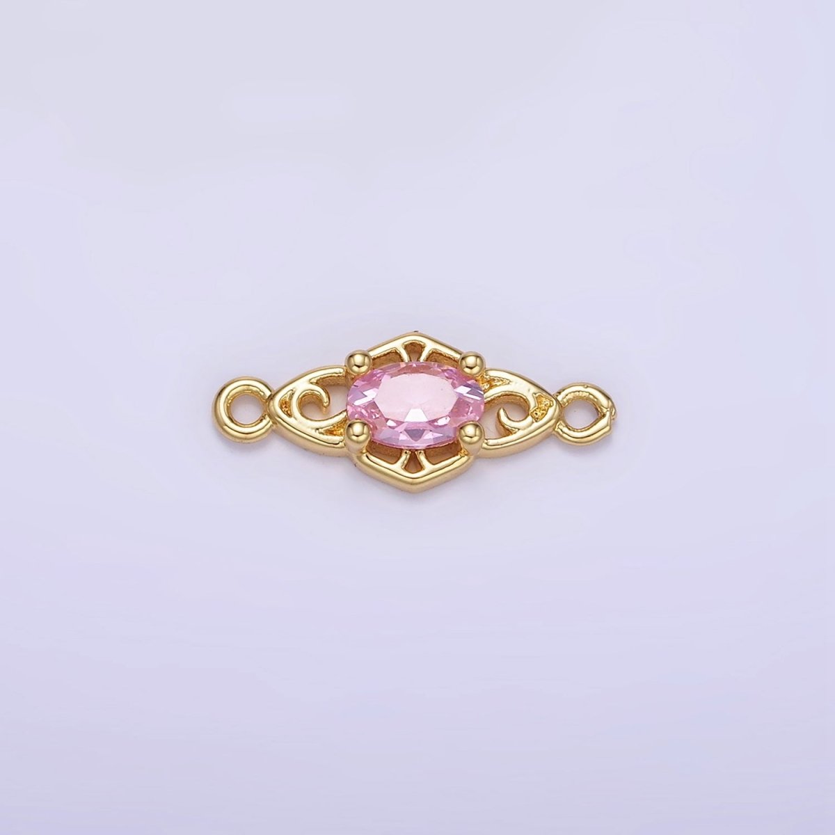 14K Gold Filled Green, Pink, Clear, Red, Blue, Purple CZ Artisan Connector | G347 - G349