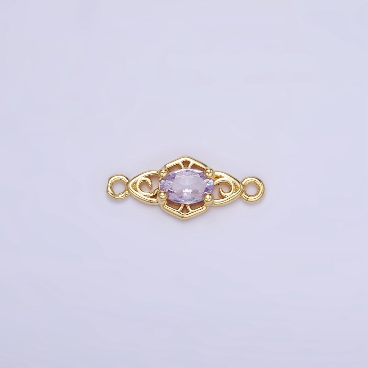 14K Gold Filled Green, Pink, Clear, Red, Blue, Purple CZ Artisan Connector | G347 - G349