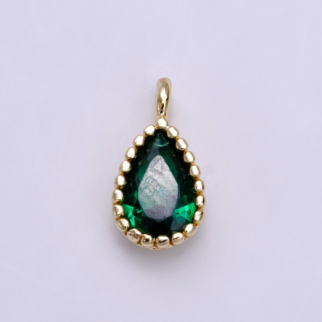 14K Gold Filled Green Teardrop CZ Beaded Add-On Charm | AC1463 - DLUXCA