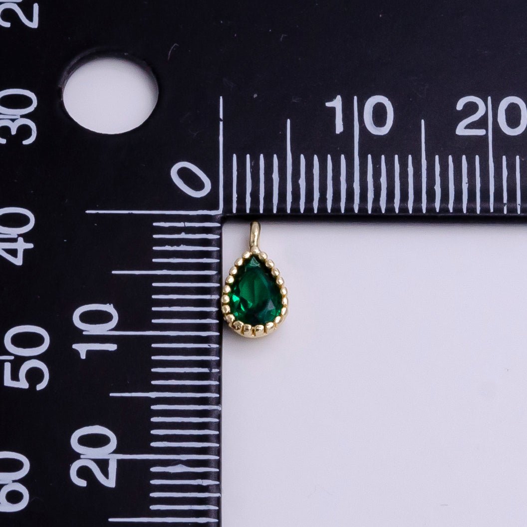 14K Gold Filled Green Teardrop CZ Beaded Add-On Charm | AC1463 - DLUXCA