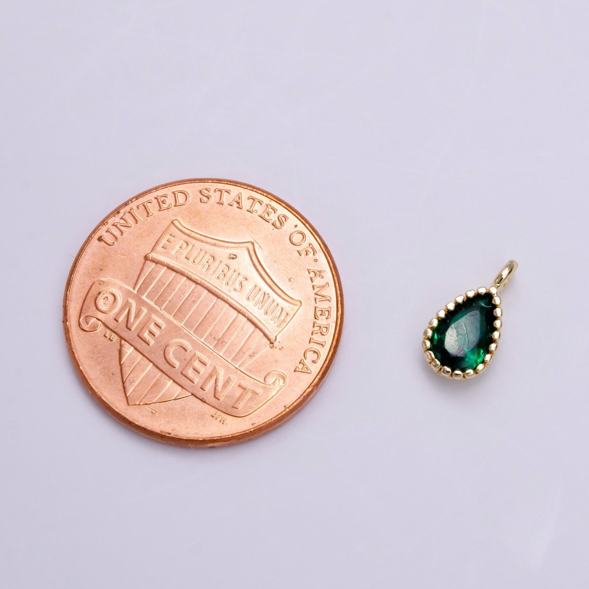 14K Gold Filled Green Teardrop CZ Beaded Add-On Charm | AC1463 - DLUXCA