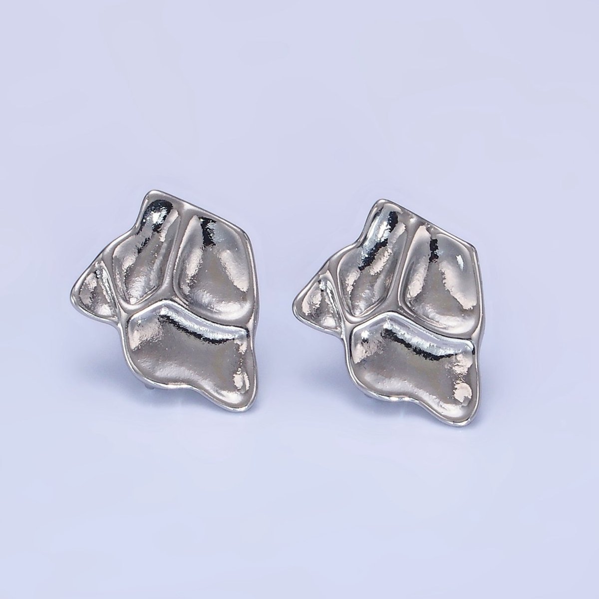 14K Gold Filled Hammered Abstract Stud Earrings in Gold & Silver | Z742 Z743