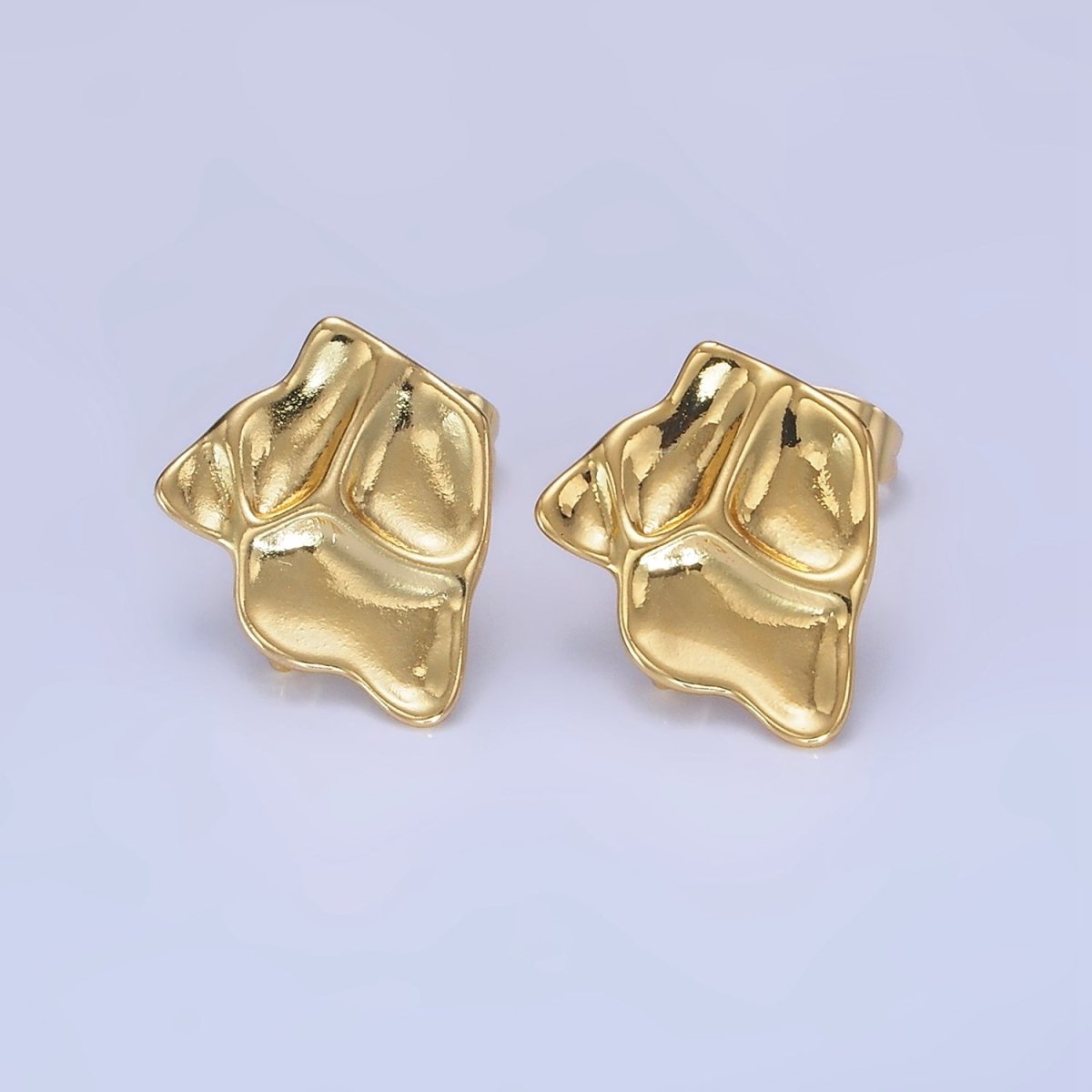 14K Gold Filled Hammered Abstract Stud Earrings in Gold & Silver | Z742 Z743