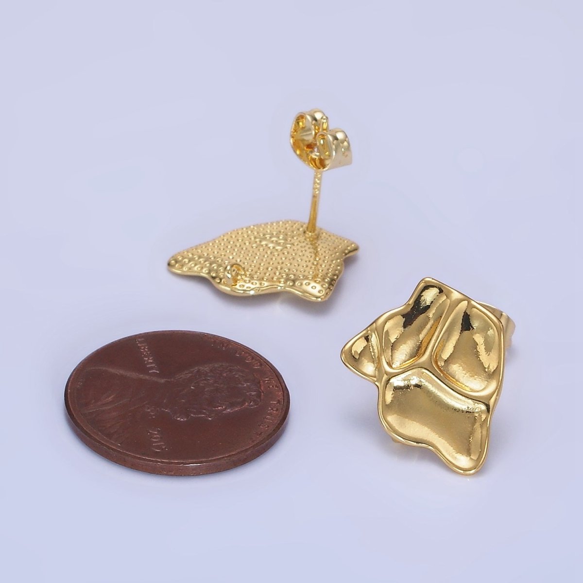 14K Gold Filled Hammered Abstract Stud Earrings in Gold & Silver | Z742 Z743