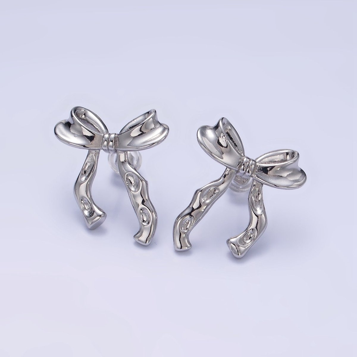 14K Gold Filled Hammered Ribbon Stud Earrings in Gold & Silver | Q099 Q100