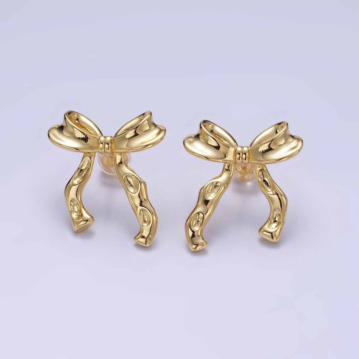 14K Gold Filled Hammered Ribbon Stud Earrings in Gold & Silver | Q099 Q100