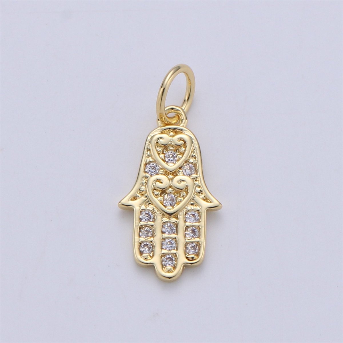 14k Gold Filled Hamsa Hand Charm Silver Hamsa Charm Micro Pave Charm, Amulet jewelry, Hand of fatima jewelry for Necklace Earring Bracelet C-839 E-913