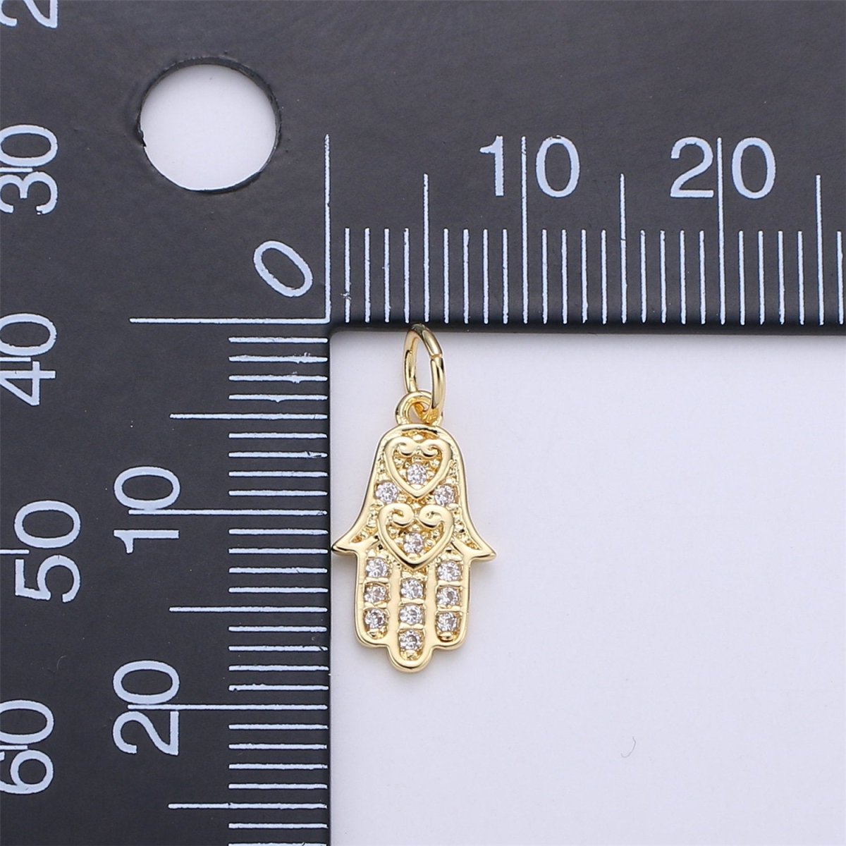 14k Gold Filled Hamsa Hand Charm Silver Hamsa Charm Micro Pave Charm, Amulet jewelry, Hand of fatima jewelry for Necklace Earring Bracelet C-839 E-913