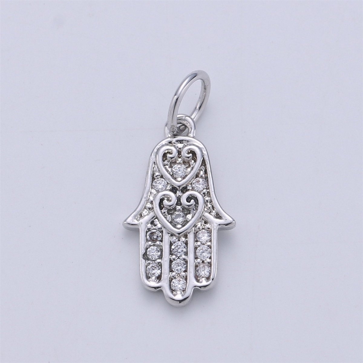 14k Gold Filled Hamsa Hand Charm Silver Hamsa Charm Micro Pave Charm, Amulet jewelry, Hand of fatima jewelry for Necklace Earring Bracelet C-839 E-913